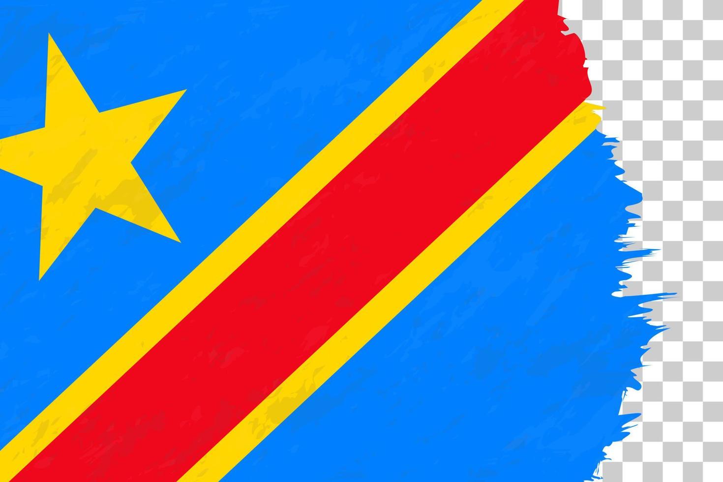 orizzontale astratto grunge spazzolato bandiera del dr congo sulla griglia trasparente. vettore