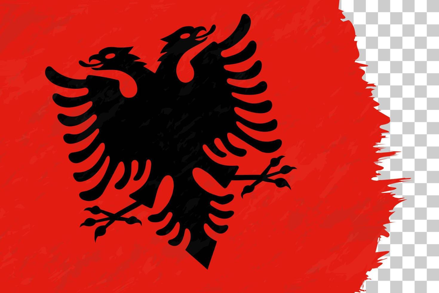 orizzontale astratto grunge spazzolato bandiera dell'albania sulla griglia trasparente. vettore