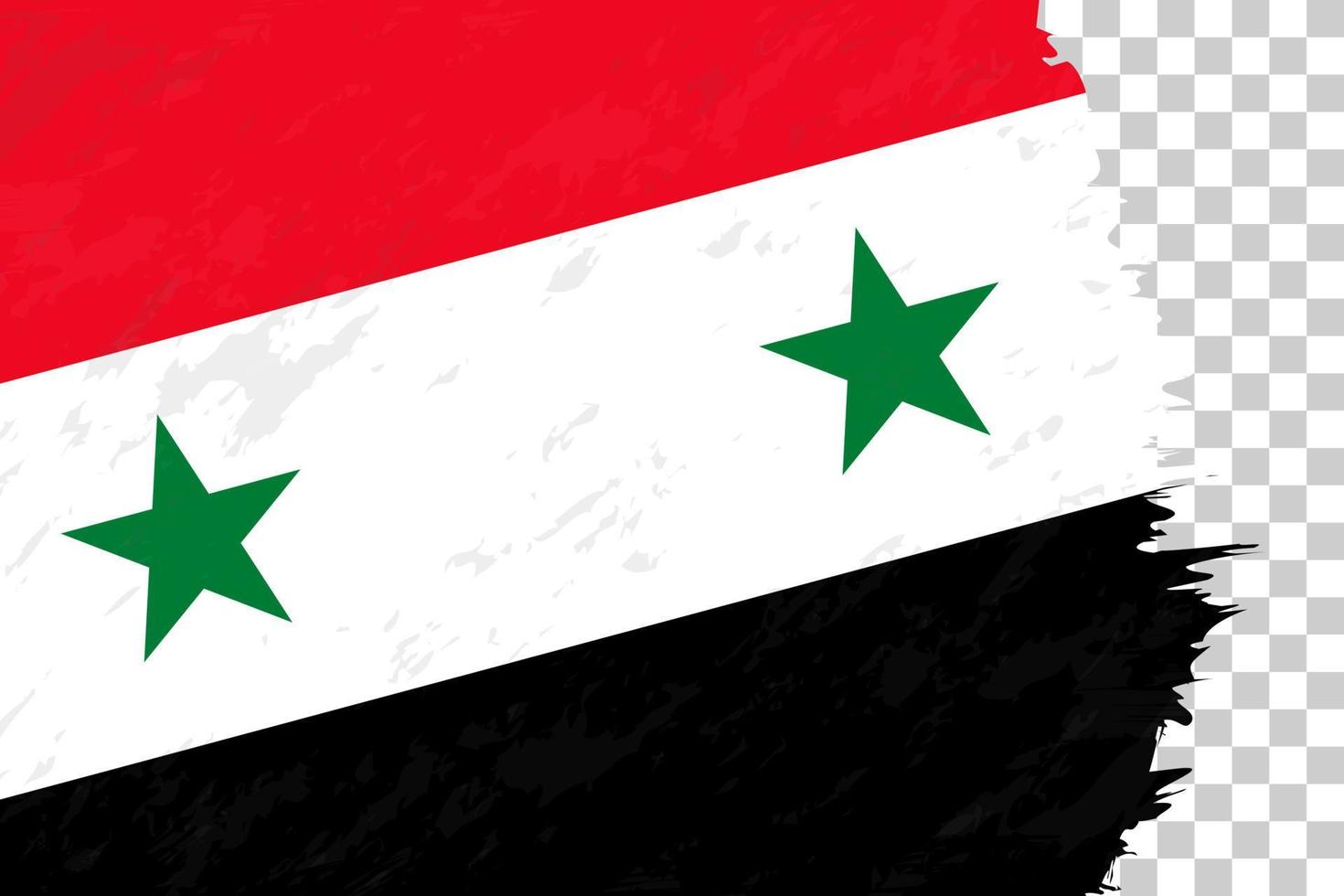 grunge astratto orizzontale spazzolato bandiera della siria sulla griglia trasparente. vettore