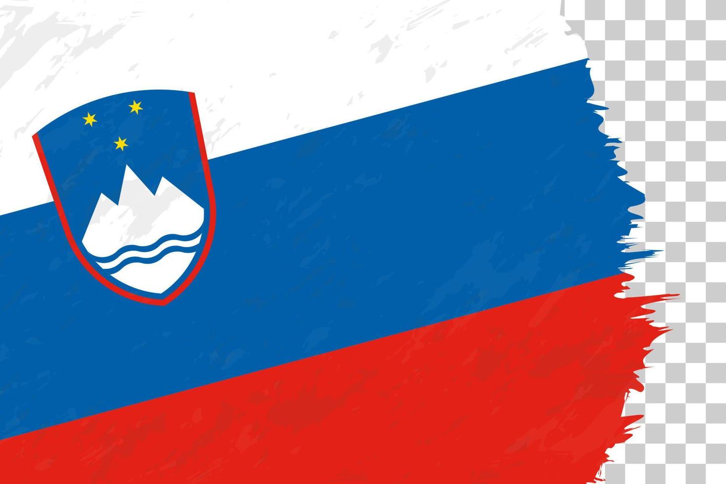 orizzontale astratto grunge spazzolato bandiera della slovenia sulla griglia trasparente. vettore