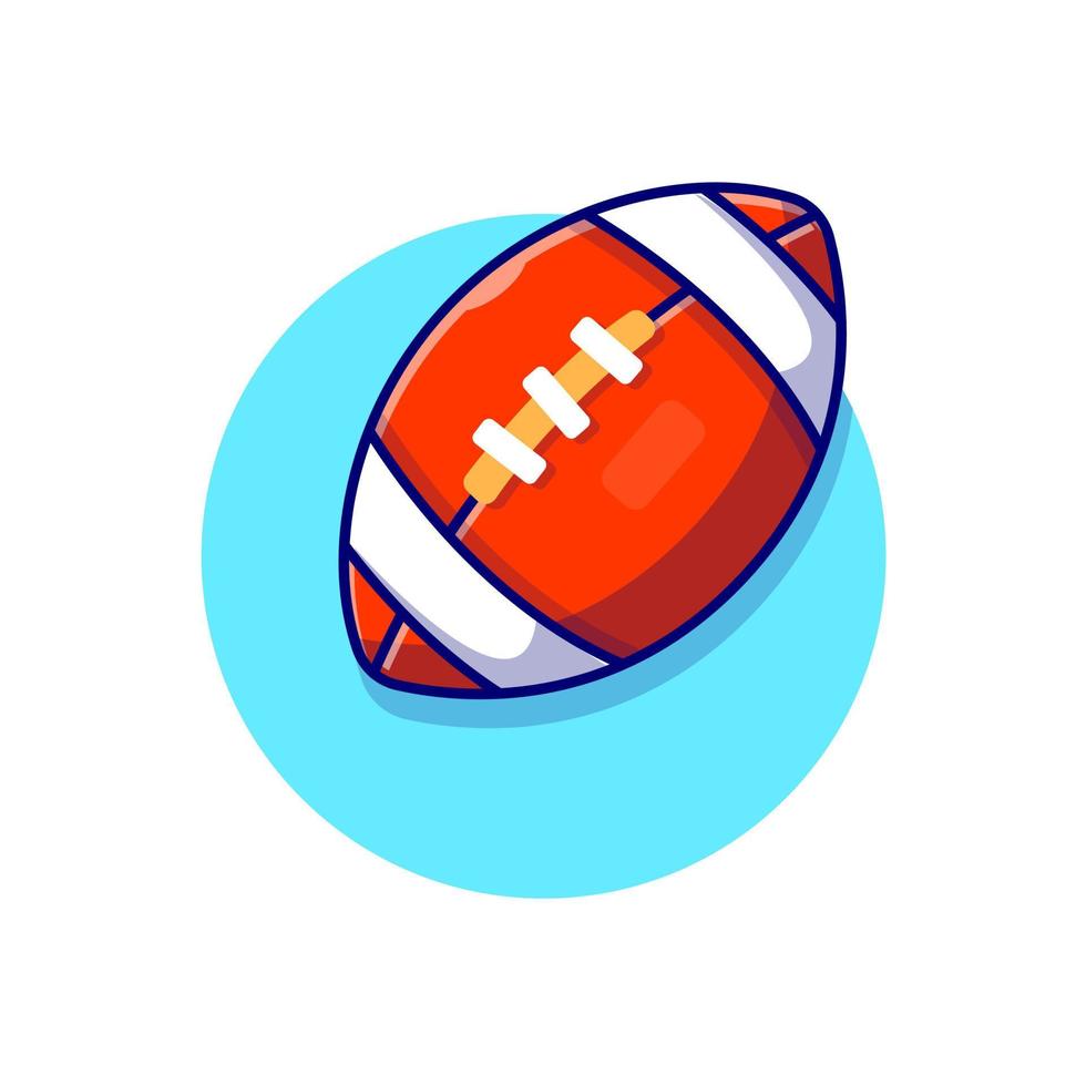 illustrazione dell'icona di vettore del fumetto della palla da rugby. concetto di oggetto sportivo vettore premium isolato. stile cartone animato piatto