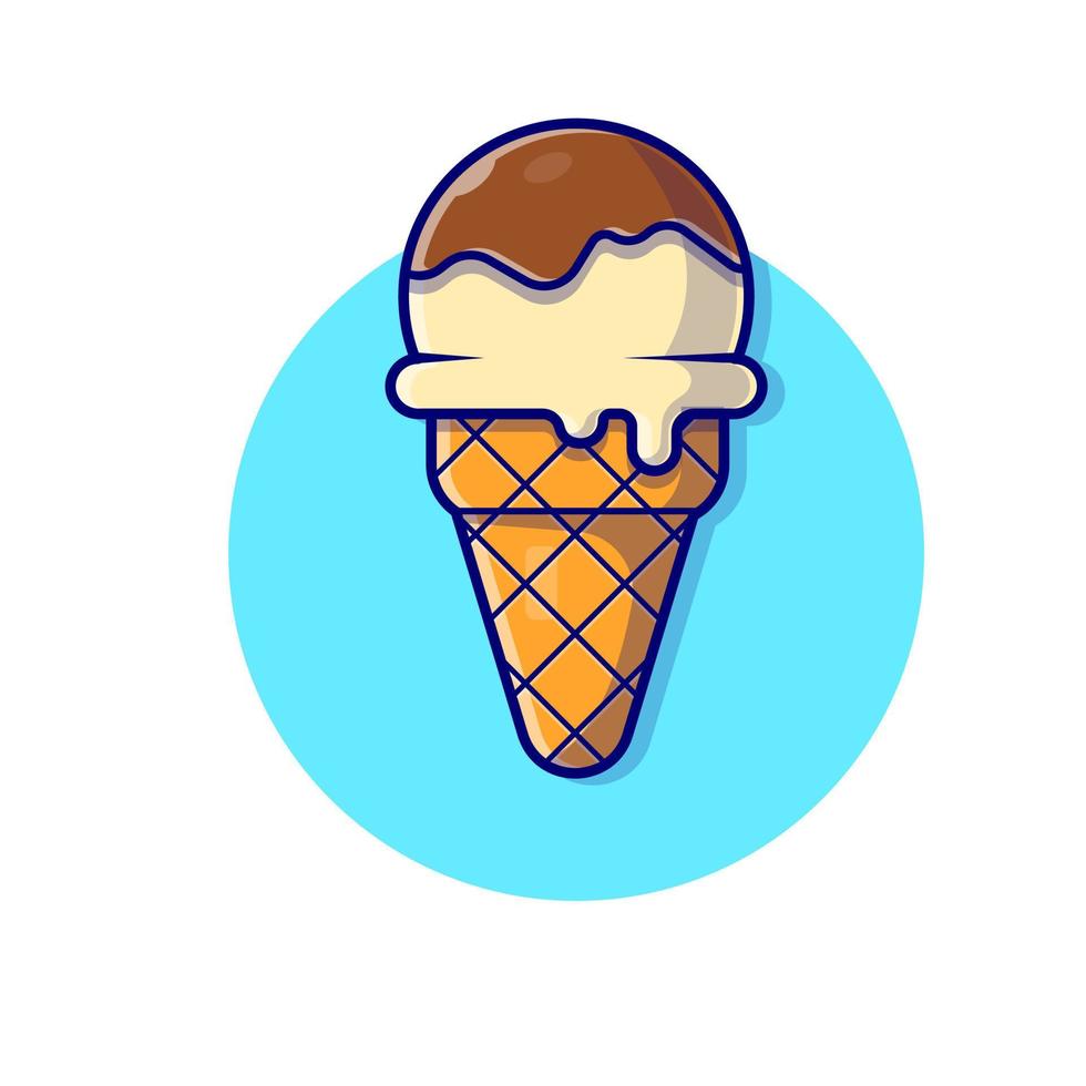 illustrazione dell'icona di vettore del fumetto del cono gelato. cibo e bevande icona concetto isolato vettore premium. stile cartone animato piatto