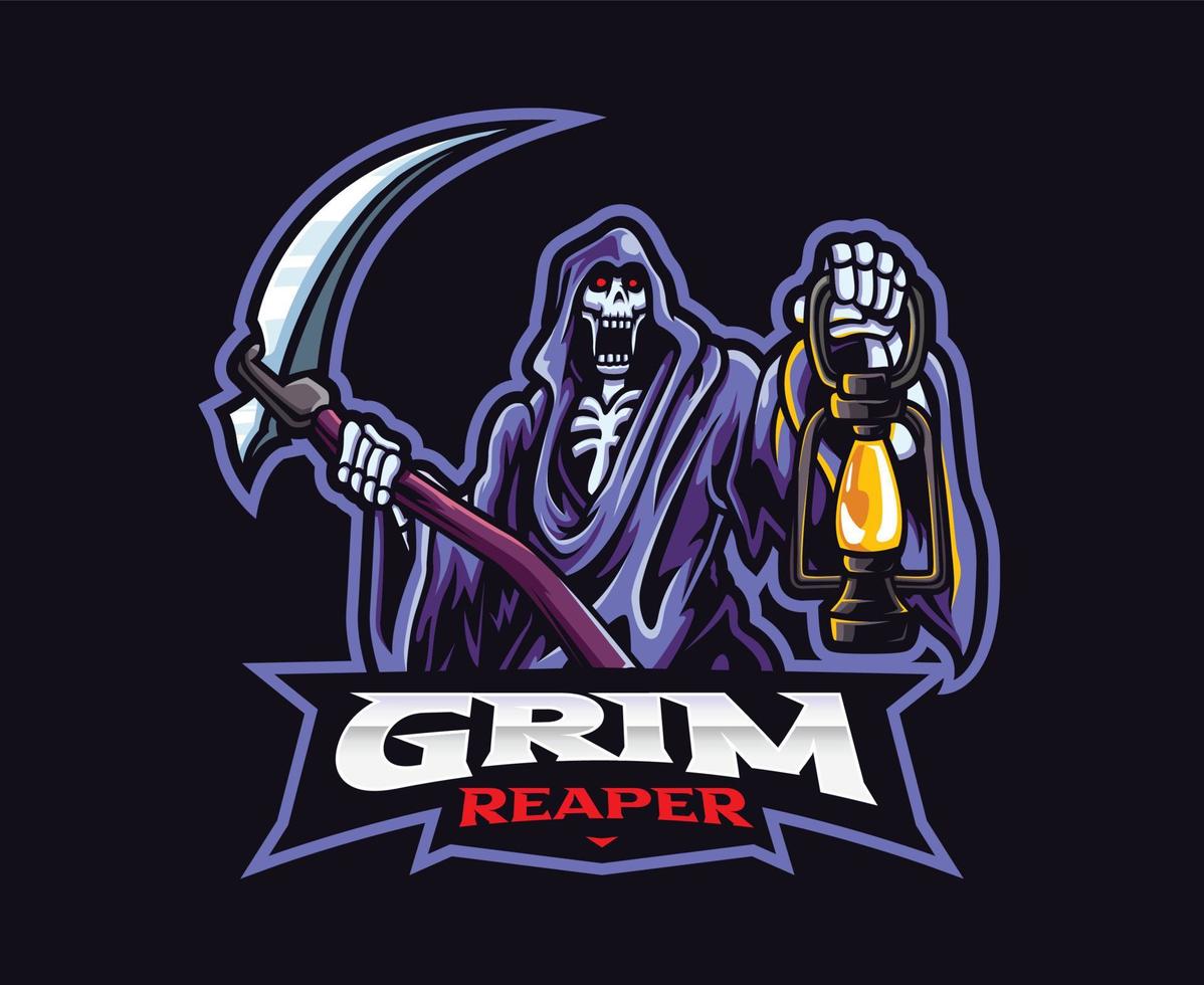 disegno del logo della mascotte grim reaper vettore