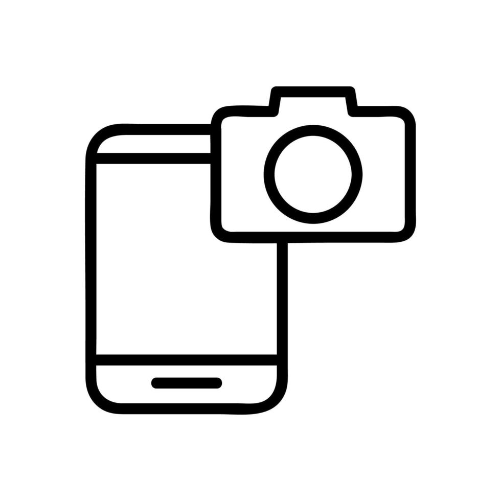la fotocamera nel vettore icona del telefono. illustrazione del simbolo del contorno isolato