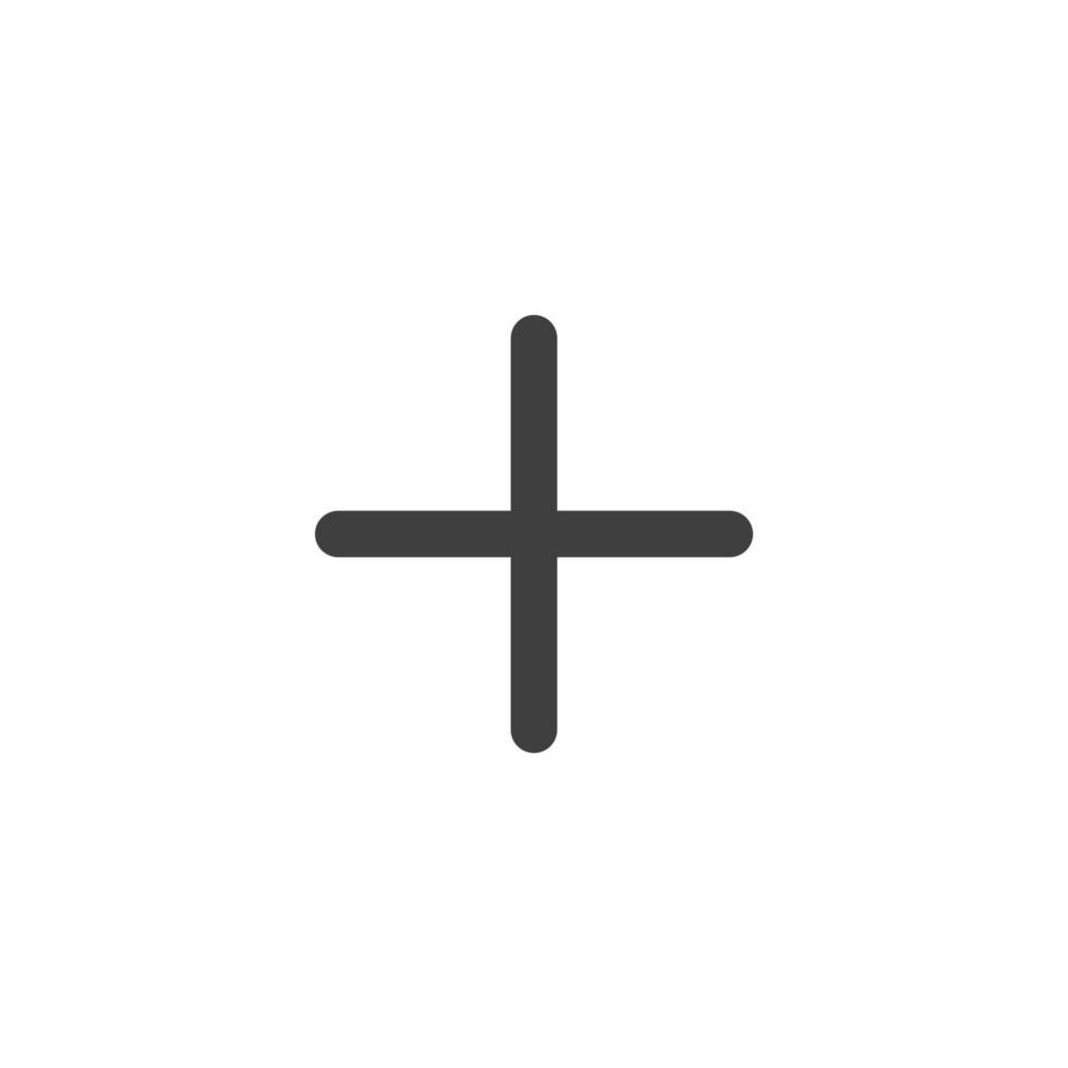 il segno vettoriale del simbolo più è isolato su uno sfondo bianco. più il colore dell'icona modificabile.