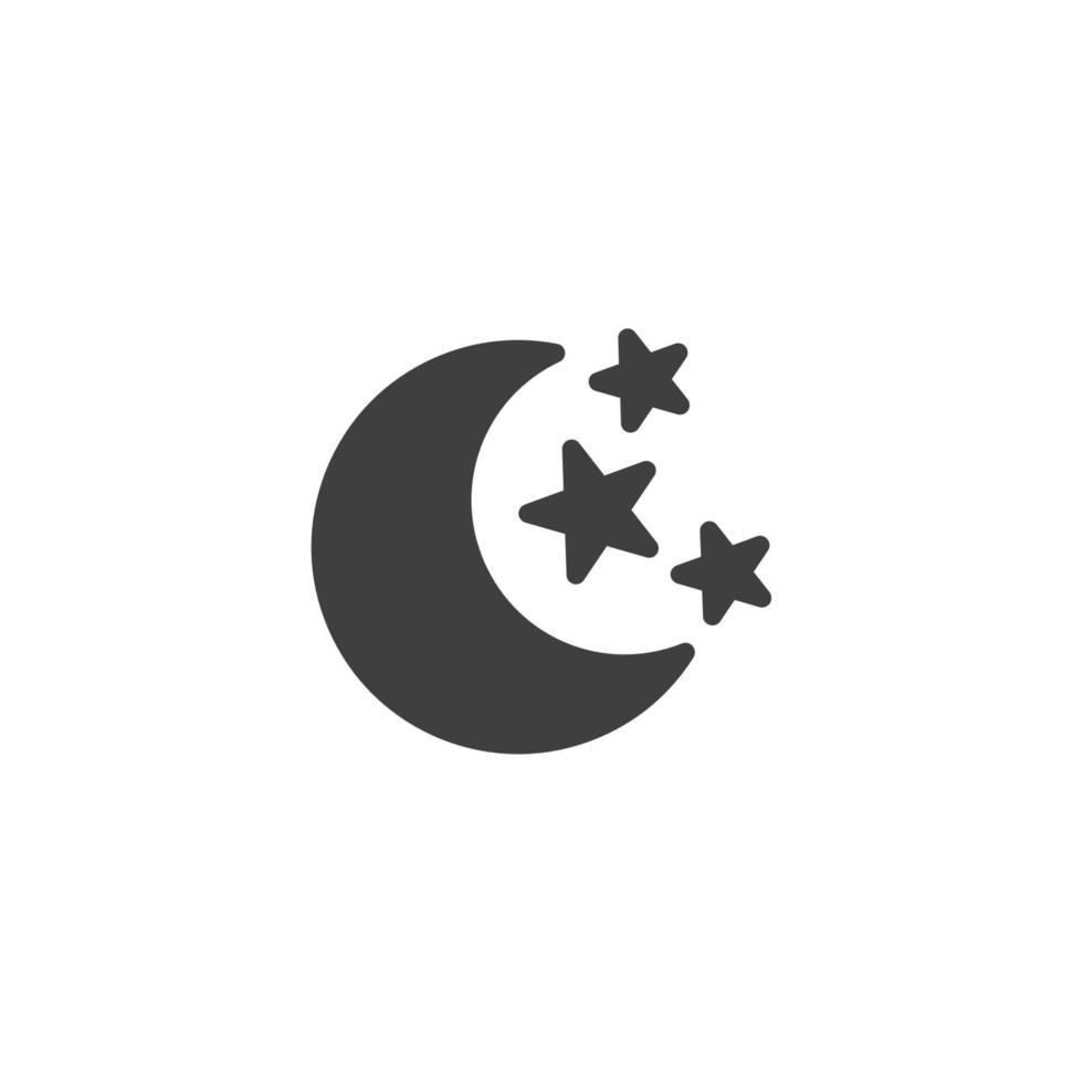 il segno vettoriale del simbolo della luna è isolato su uno sfondo bianco. colore dell'icona della luna modificabile.