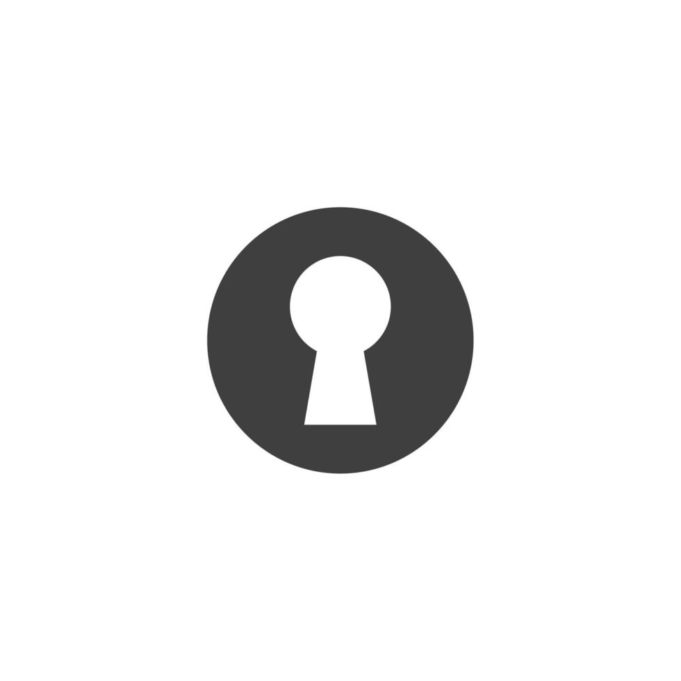 il segno del vettore del simbolo del buco della chiave nera è isolato su uno sfondo bianco. colore dell'icona del buco della serratura nero modificabile.
