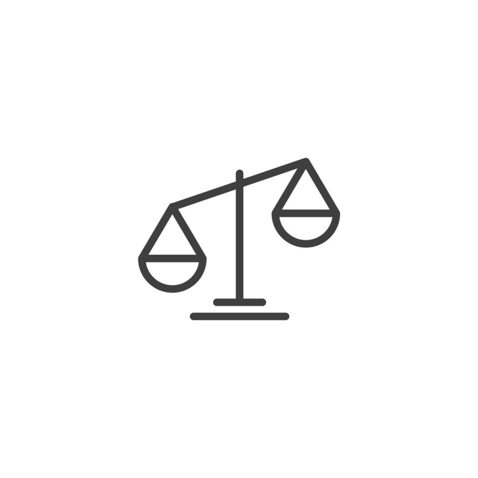 segno vettoriale del simbolo della scala di legge è isolato su uno sfondo bianco. colore dell'icona della scala della legge modificabile.