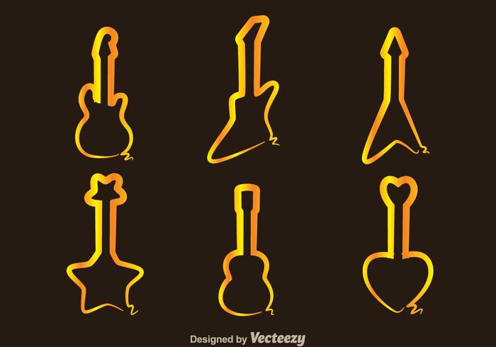 Icone della linea d'oro della chitarra vettore
