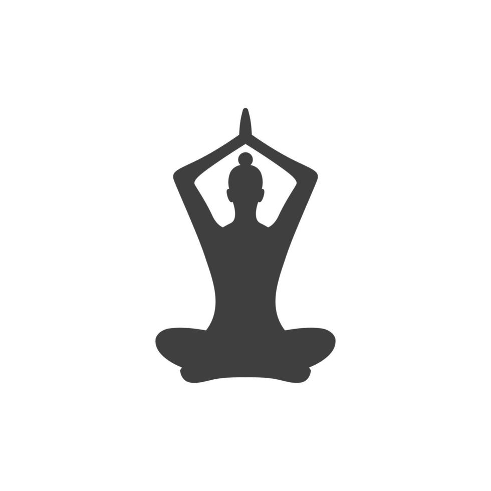 il segno vettoriale del simbolo dello yoga è isolato su uno sfondo bianco. colore dell'icona yoga modificabile.