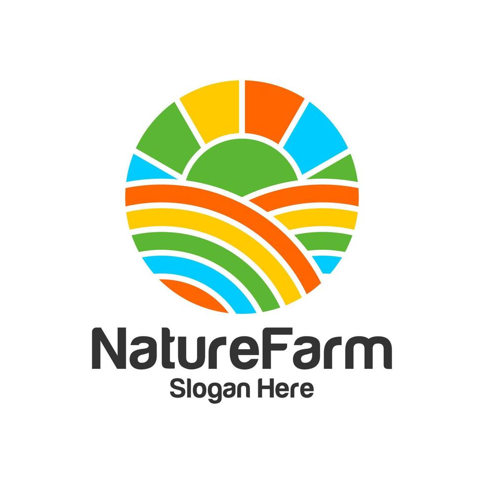 modello di progettazione del logo della fattoria dei colori. vettore di concetto del logo della fattoria. simbolo dell'icona creativa