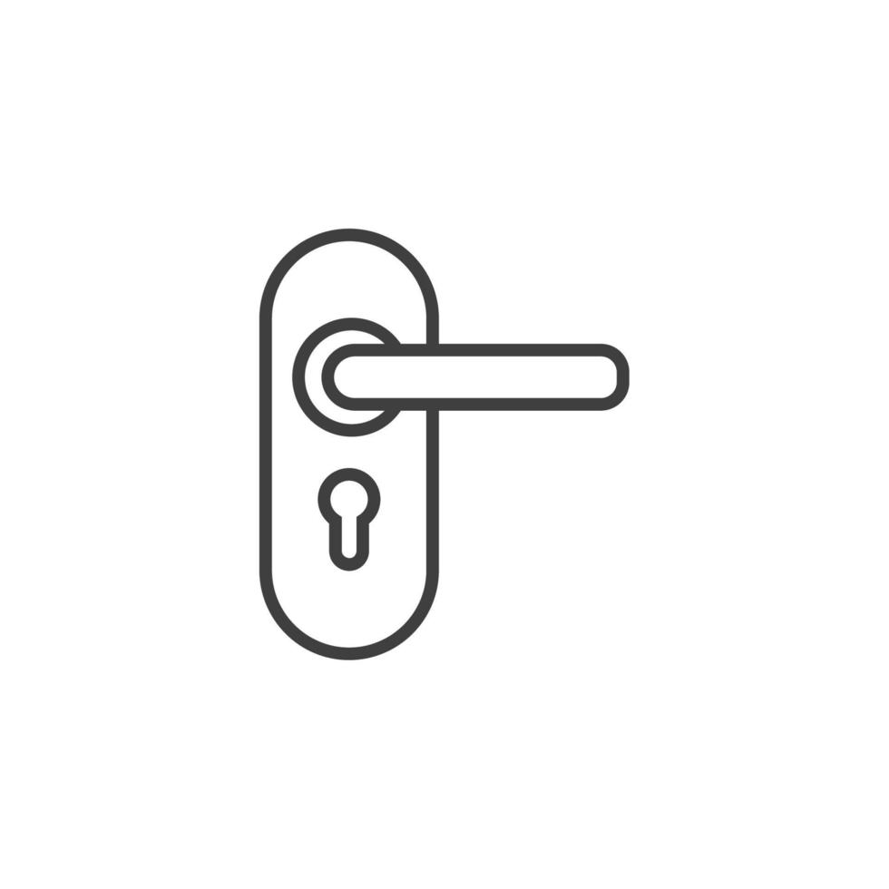 il segno vettoriale del simbolo della maniglia della porta è isolato su uno sfondo bianco. colore dell'icona della maniglia della porta modificabile.