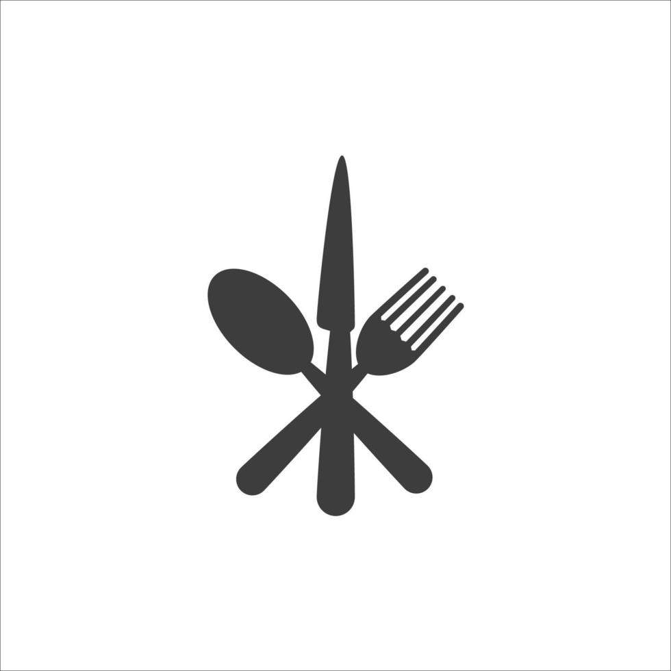 il segno di vettore del simbolo di cucchiaio, forchetta e coltello è isolato su uno sfondo bianco. colore dell'icona cucchiaio, forchetta e coltello modificabile.