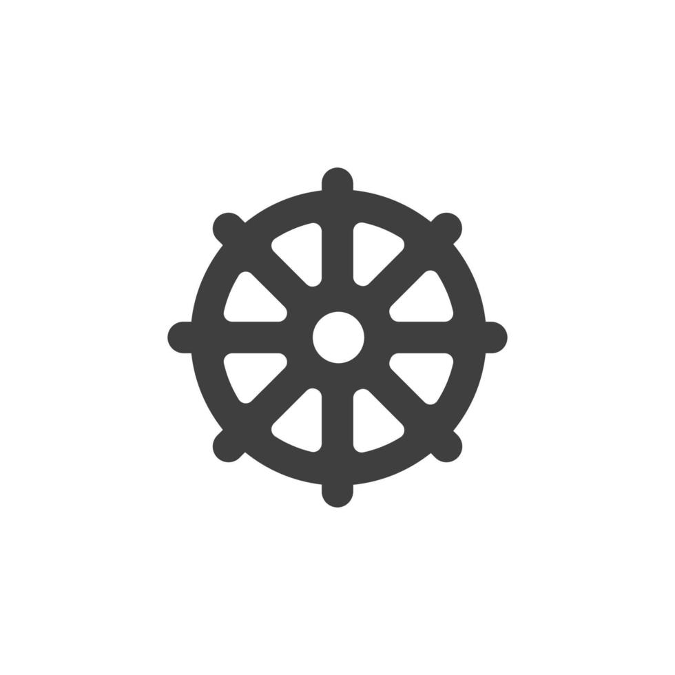 il segno vettoriale del simbolo di governo della nave è isolato su uno sfondo bianco. colore dell'icona della timoneria della nave modificabile.