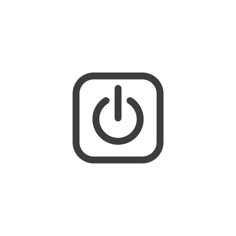 il segno vettoriale del simbolo del pulsante di accensione è isolato su uno sfondo bianco. colore dell'icona del pulsante di accensione modificabile.