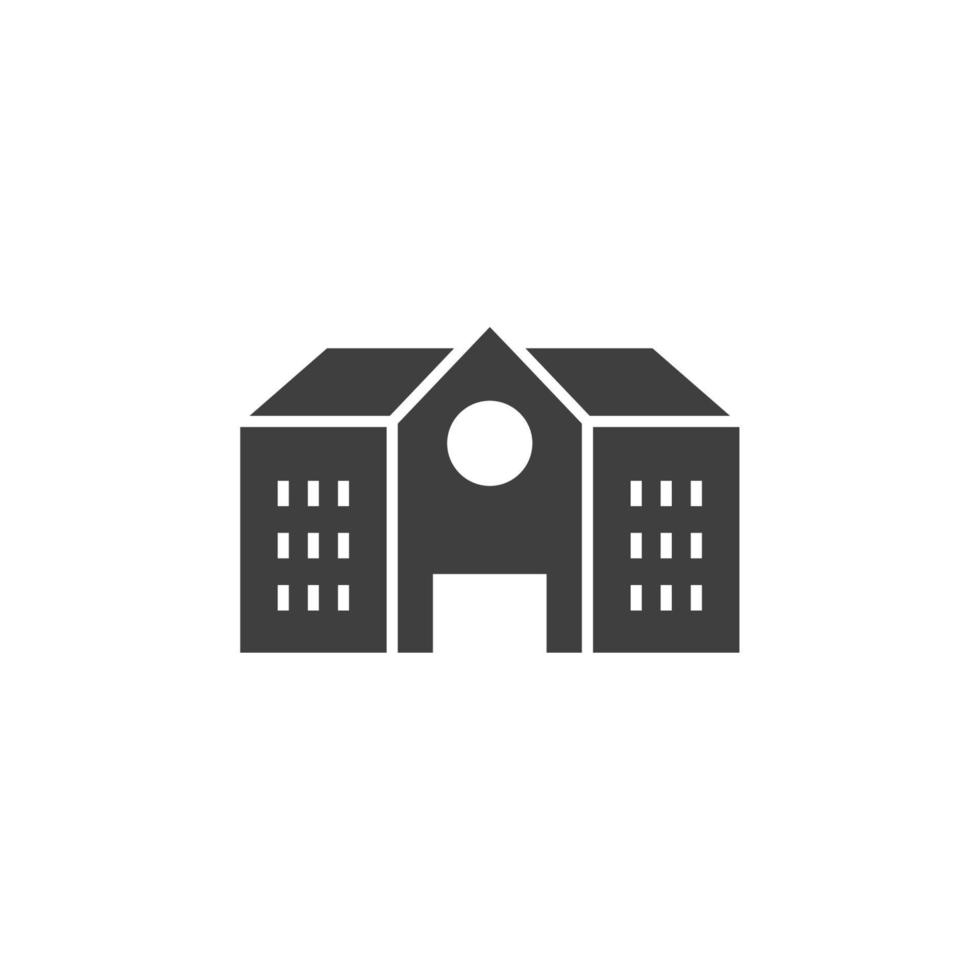 il segno vettoriale del simbolo dell'edificio scolastico è isolato su uno sfondo bianco. colore icona edificio scolastico modificabile.