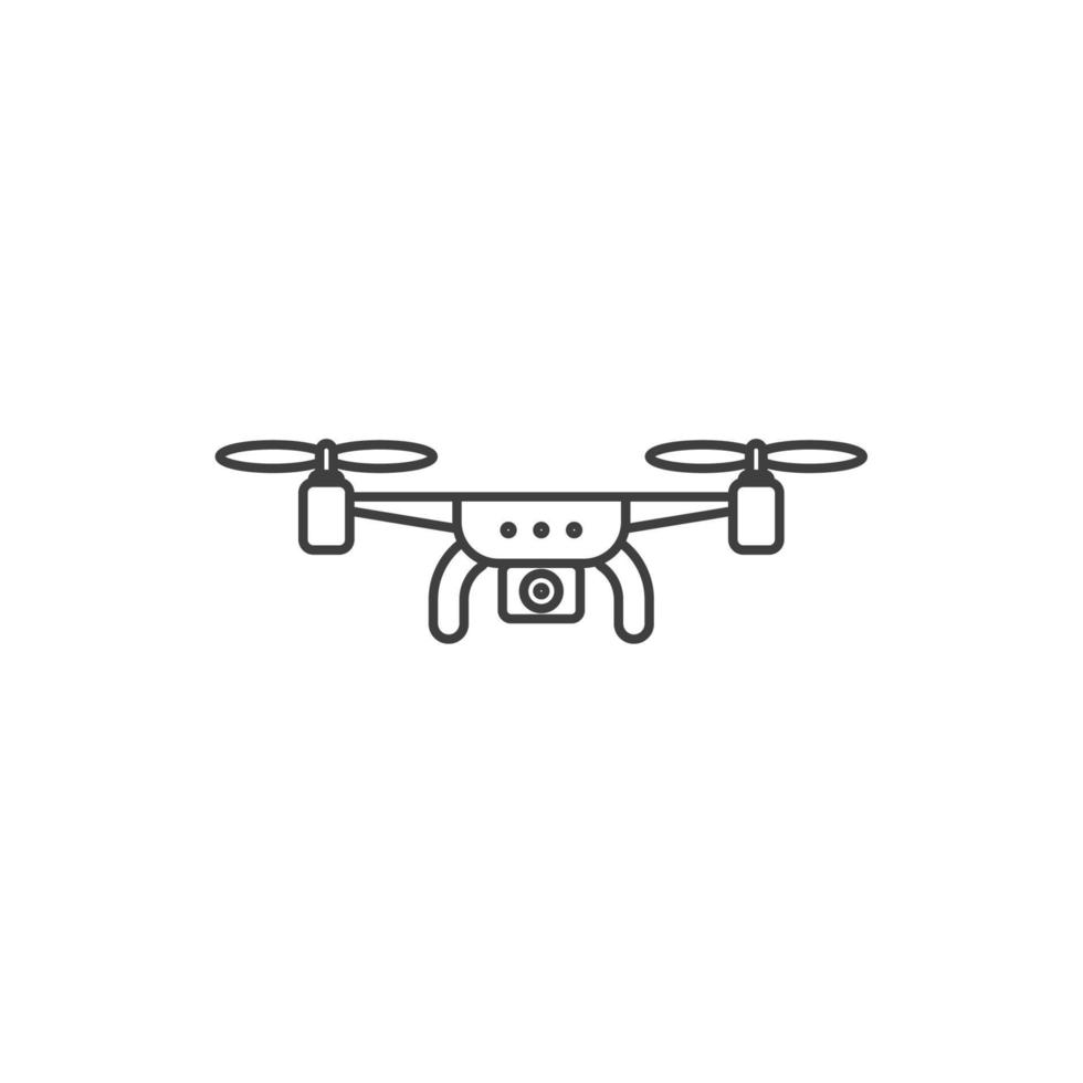 il segno vettoriale del simbolo del drone è isolato su uno sfondo bianco. colore dell'icona del drone modificabile.