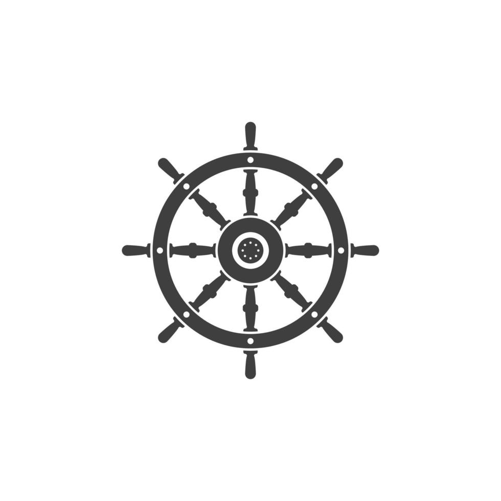 il segno vettoriale del simbolo di governo della nave è isolato su uno sfondo bianco. colore dell'icona della timoneria della nave modificabile.