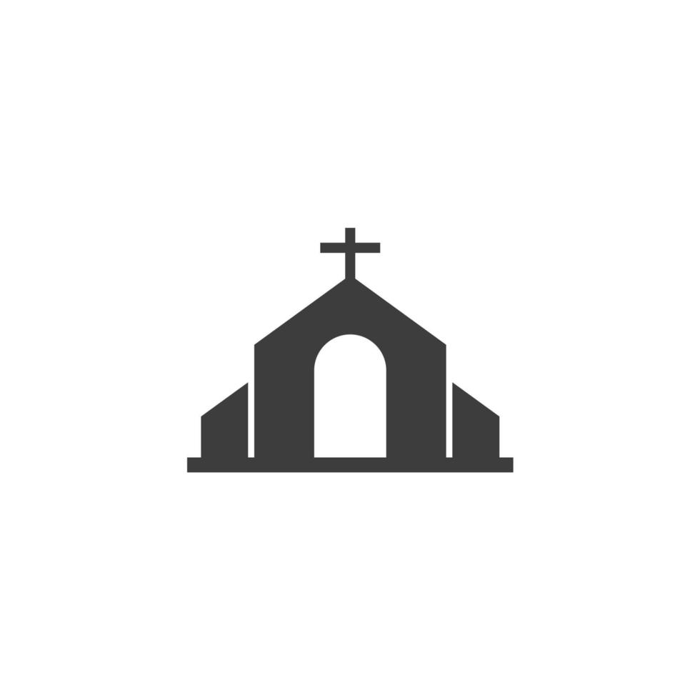 il segno vettoriale del simbolo dell'edificio della chiesa è isolato su uno sfondo bianco. colore icona edificio chiesa modificabile.