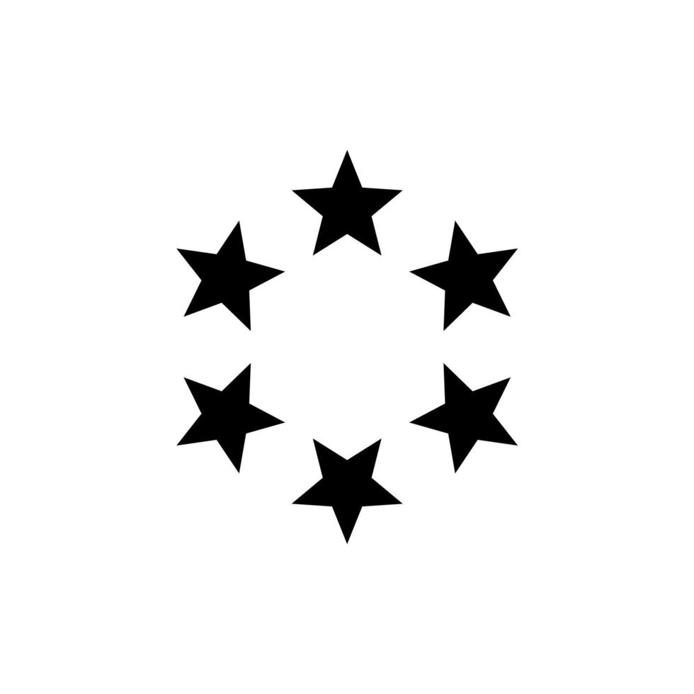 il segno vettoriale delle stelle nel simbolo del cerchio è isolato su uno sfondo bianco. stelle in cerchio icona colore modificabile.