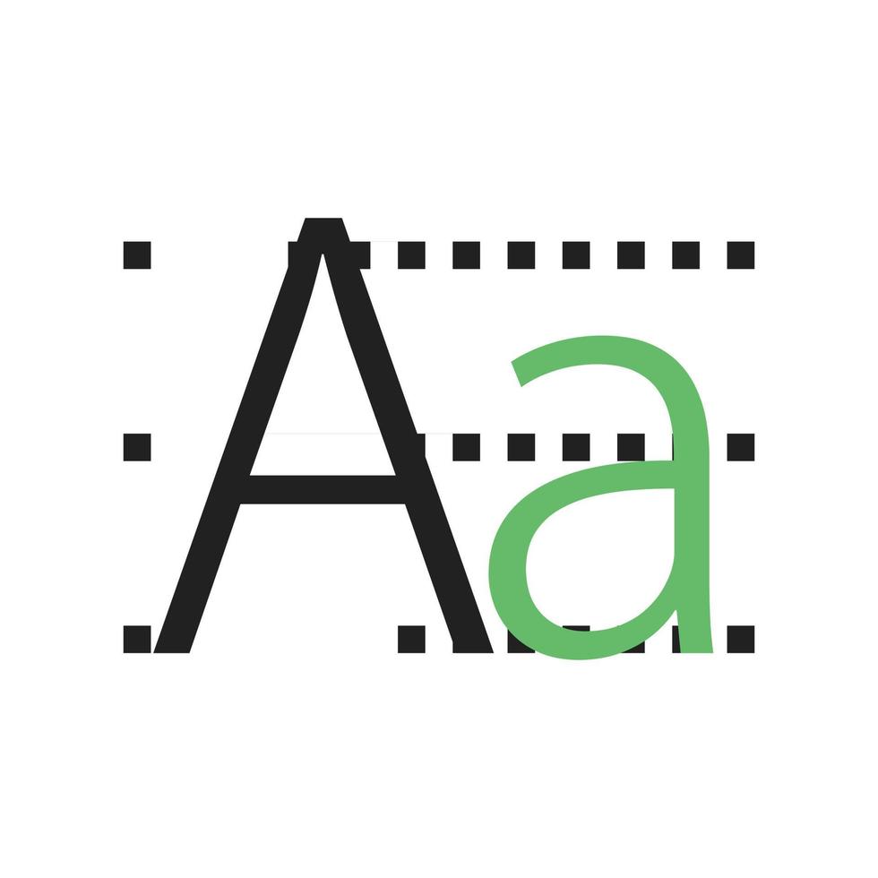 icona verde e nera della linea dell'alfabeto vettore