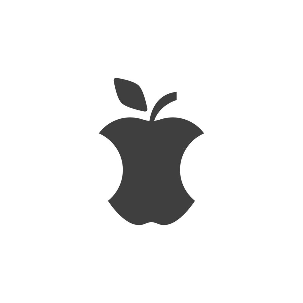 il segno vettoriale del simbolo della mela è isolato su uno sfondo bianco. colore dell'icona mela modificabile.