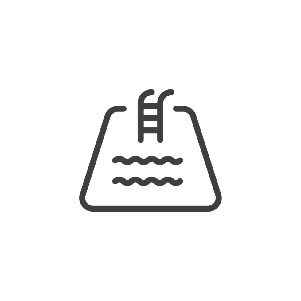 il segno vettoriale del simbolo della piscina è isolato su uno sfondo bianco. colore dell'icona della piscina modificabile.