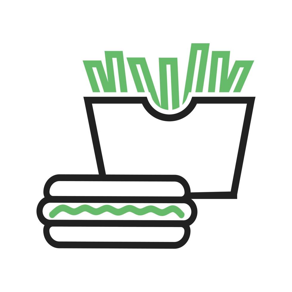 icona verde e nera della linea di fast food vettore