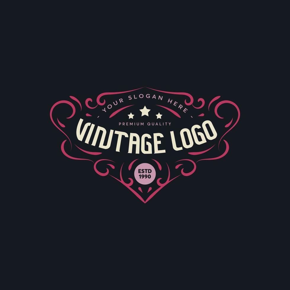 logo vintage. etichetta d'epoca. ornamento d'epoca. colore vintage. modello di logo vintage. vettore