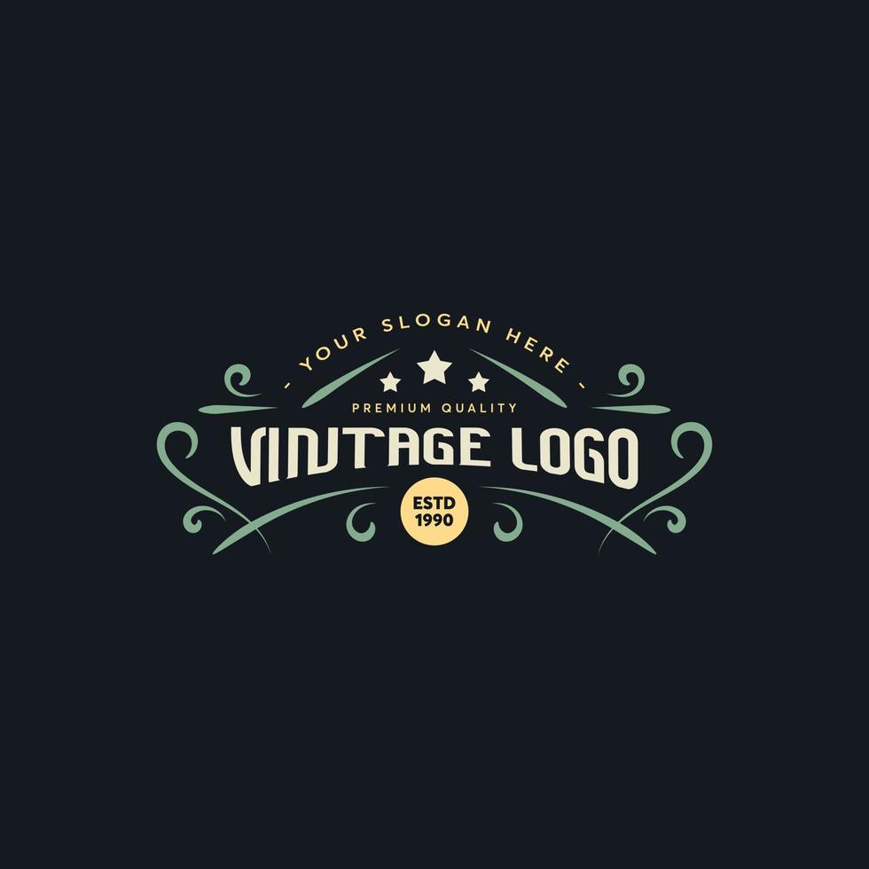 modello di logo vintage con colore retrò per il logo dell'abbigliamento, il logo della caffetteria, il logo del barbiere, il logo della caffetteria vettore