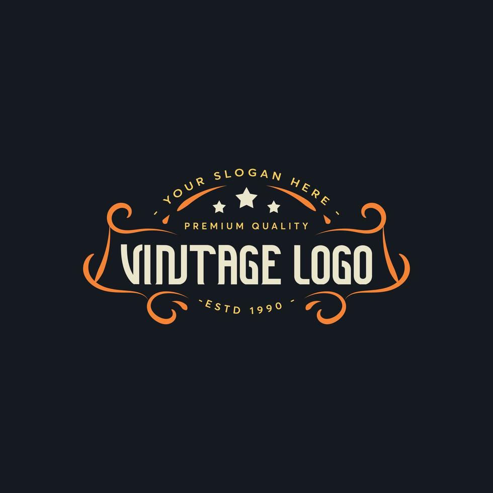 logo vintage. etichetta d'epoca. ornamento d'epoca. colore vintage. modello di logo vintage. vettore