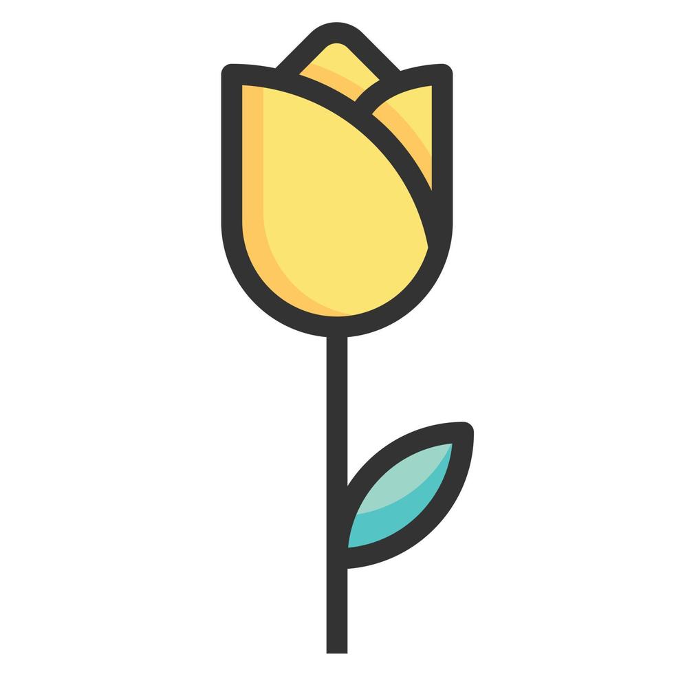 illustrazione a colori del vettore della linea dell'icona del fiore del tulipano