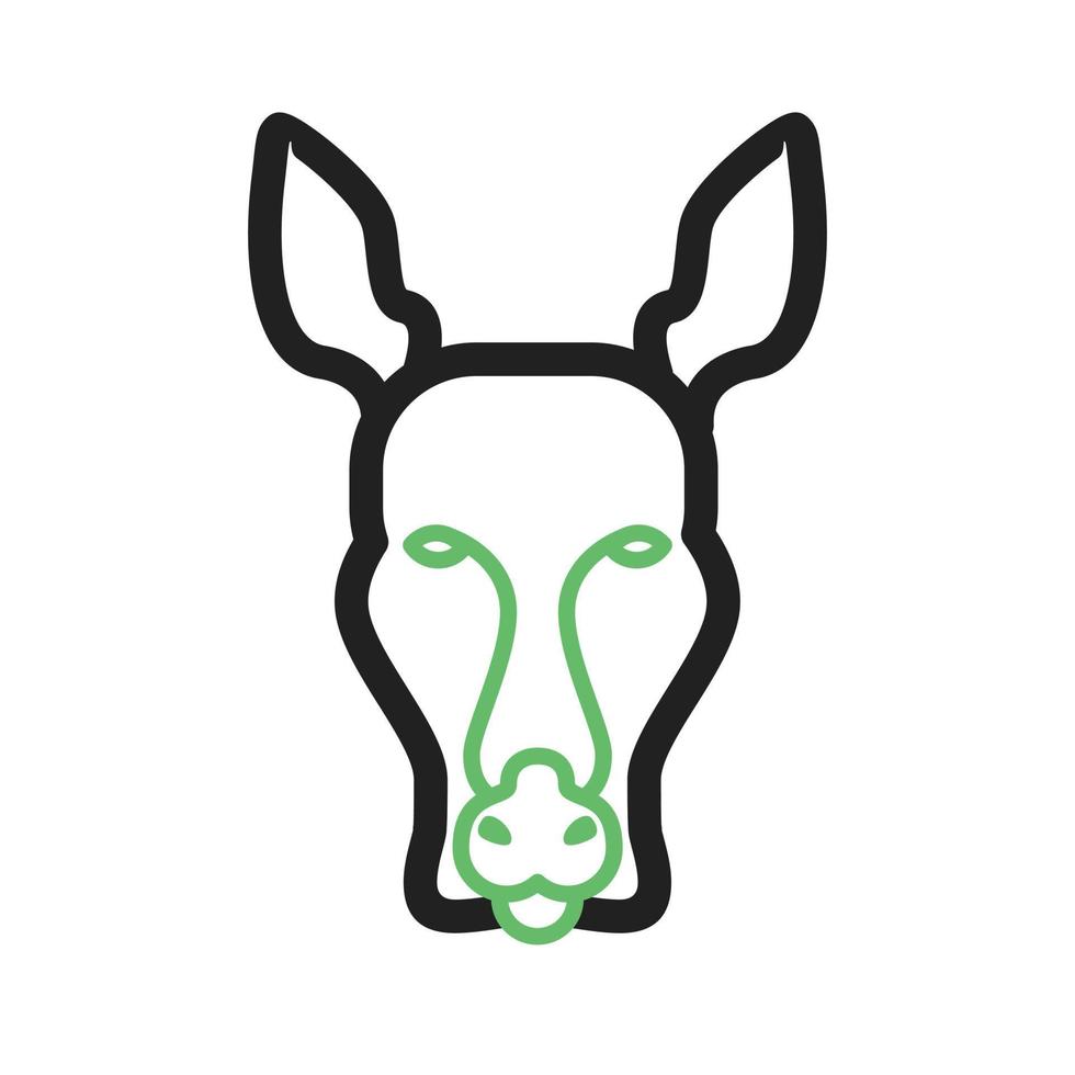 icona verde e nera della linea del viso del canguro vettore