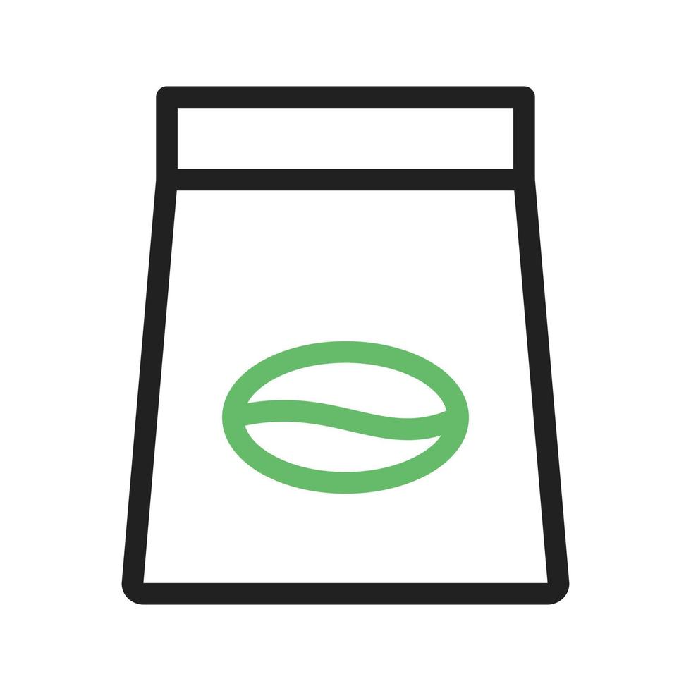 icona verde e nera della linea della borsa del caffè vettore