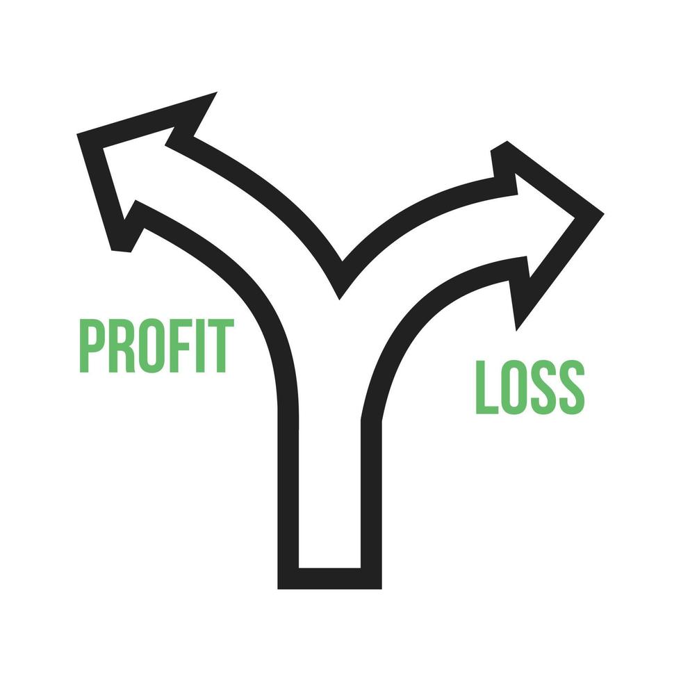 icona verde e nera della linea di perdita di profitto vettore