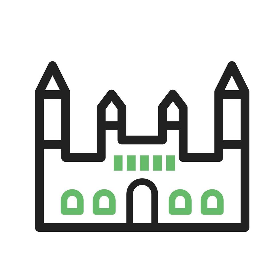 icona verde e nera della linea del castello vettore