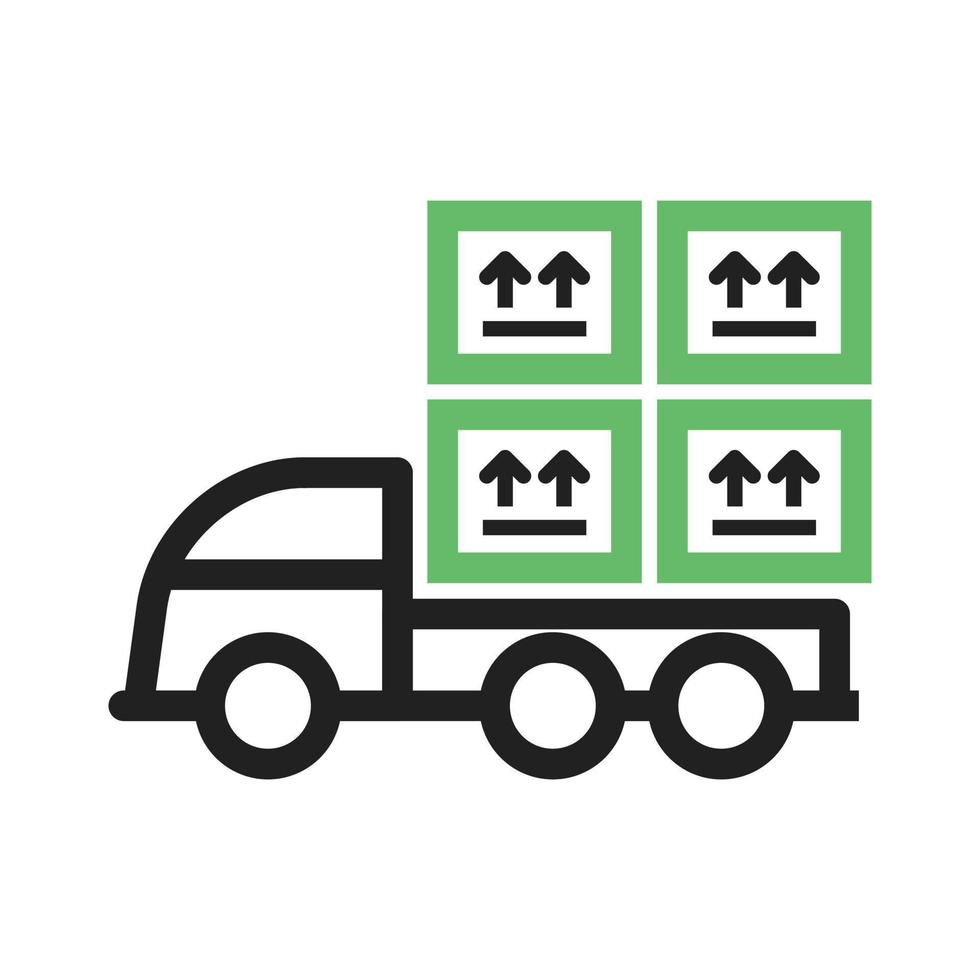 icona verde e nera della linea del camion carico vettore