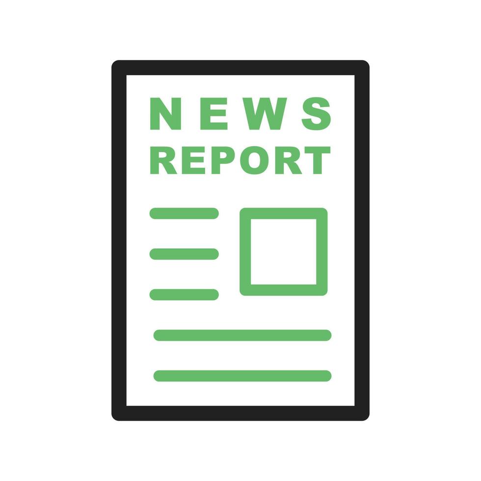 icona verde e nera della linea del rapporto di notizie vettore