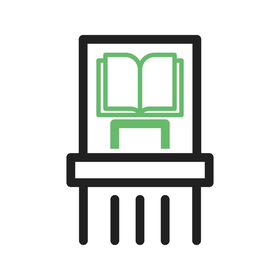icona verde e nera della linea espositiva del libro antico vettore