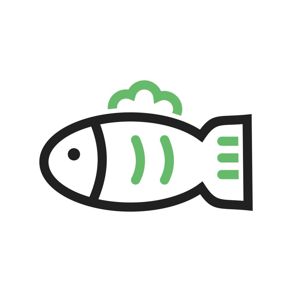 icona verde e nera della linea ii del pesce domestico vettore