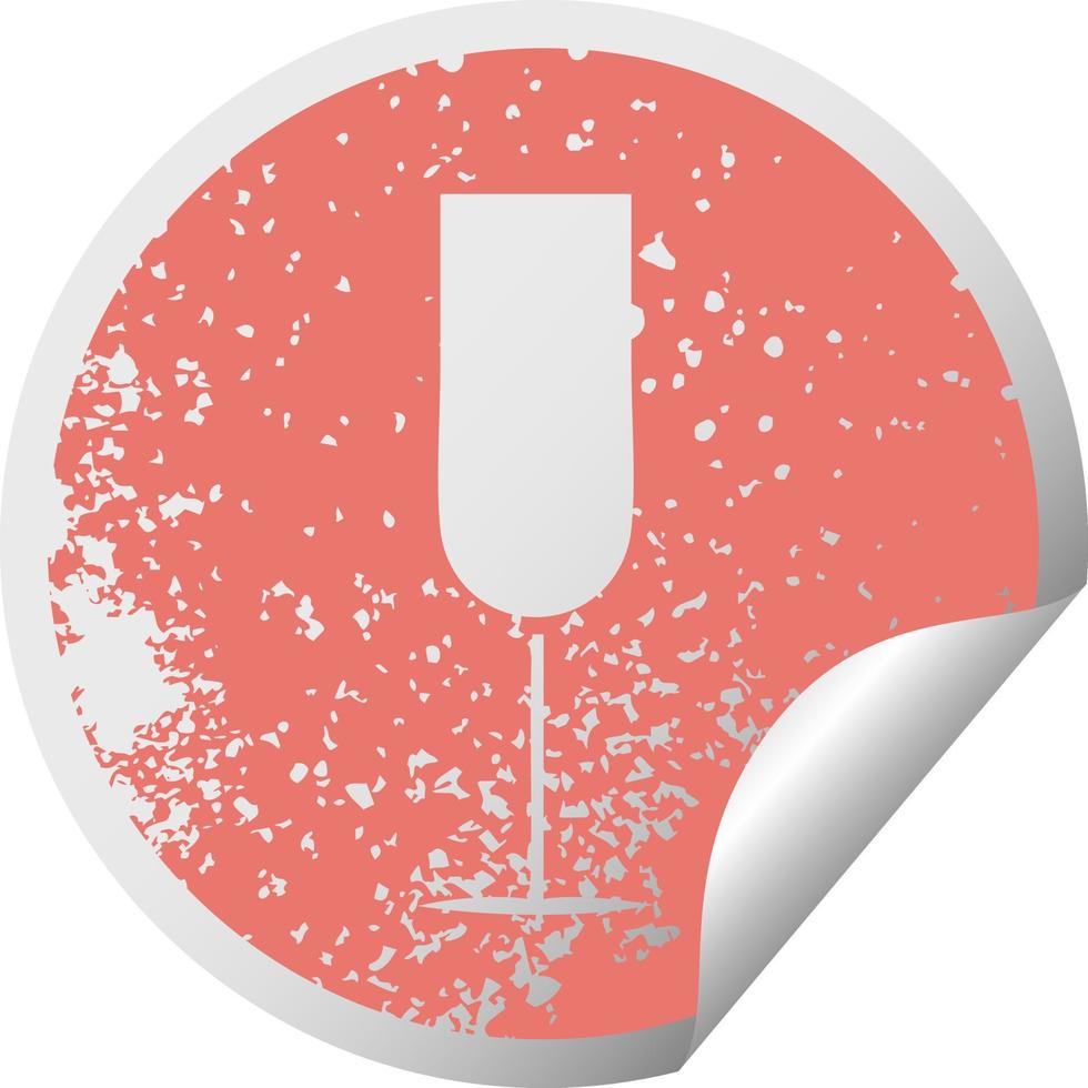 flauto di champagne simbolo adesivo peeling circolare afflitto vettore