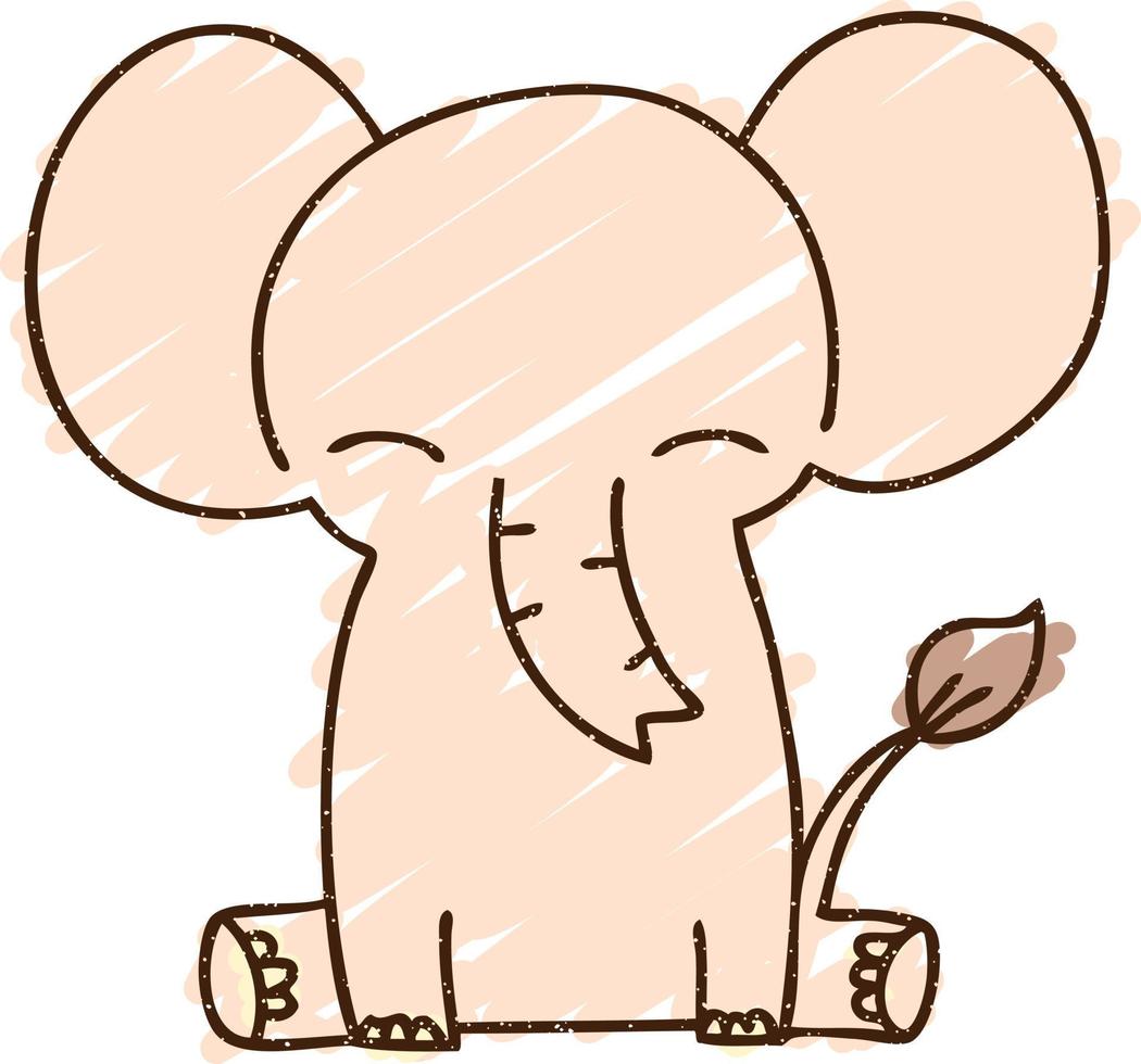 disegno a gesso di elefante vettore