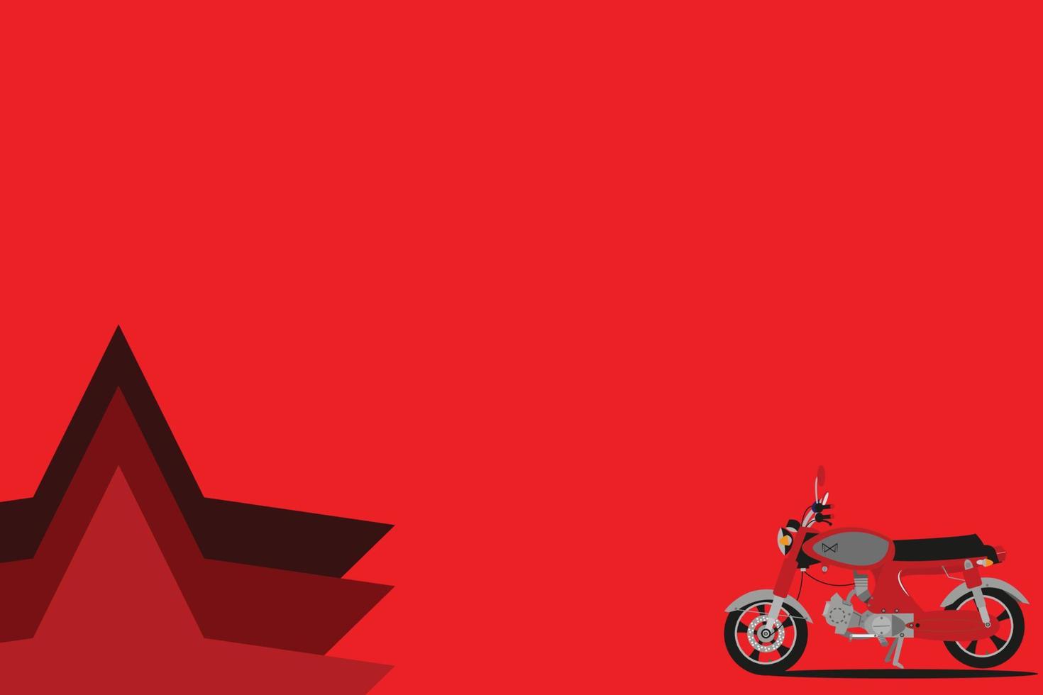 sfondo rosso con vecchia moto e stelle vettore