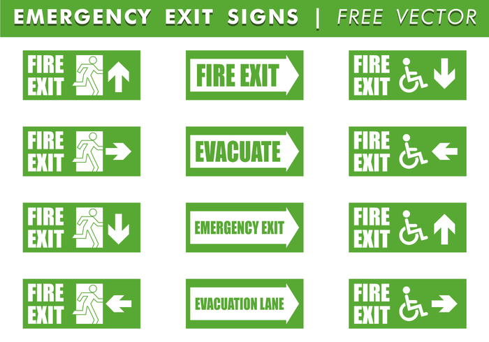 Segni di uscita di emergenza vettoriali gratis