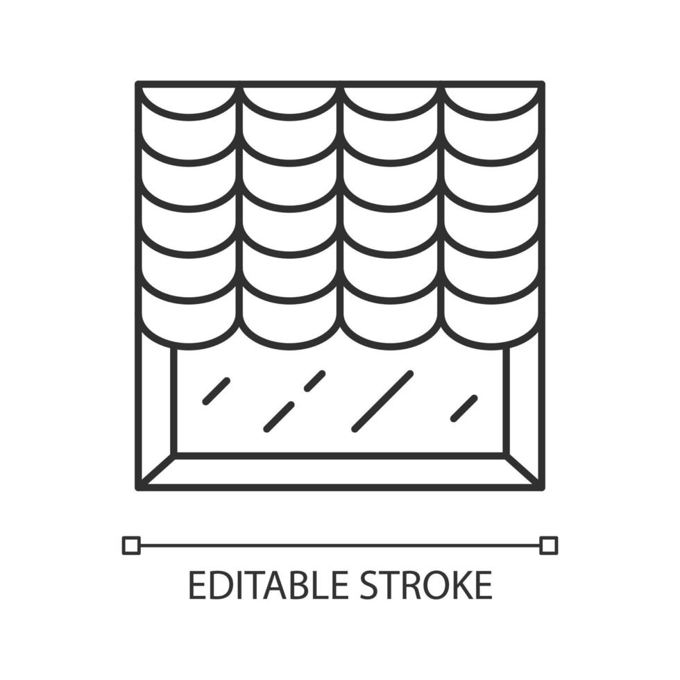 icona lineare sfumature austriache. decorazione per oscurare la stanza. arredamento per la casa. tende, tende, trattamenti. illustrazione al tratto sottile. simbolo di contorno. disegno di contorno isolato vettoriale. tratto modificabile vettore