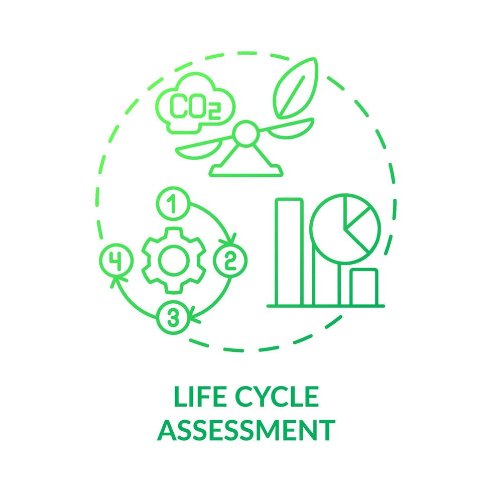 icona del concetto di gradiente verde di valutazione del ciclo di vita. studio di impatto. metodo di ecologia industriale astratta idea linea sottile illustrazione. disegno di contorno isolato. vettore