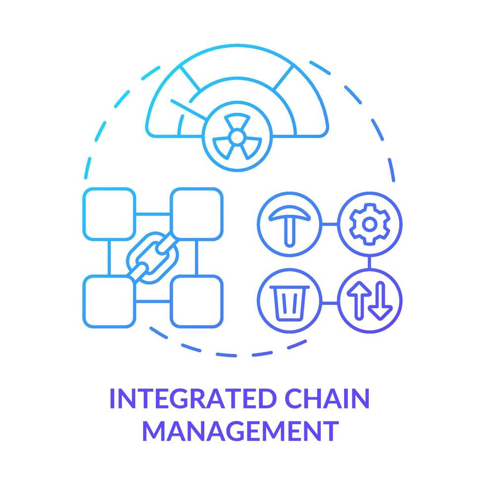 icona del concetto di gradiente blu di gestione della catena integrata. processo del ciclo vitale. strumento di ecologia industriale astratta idea linea sottile illustrazione. disegno di contorno isolato. vettore