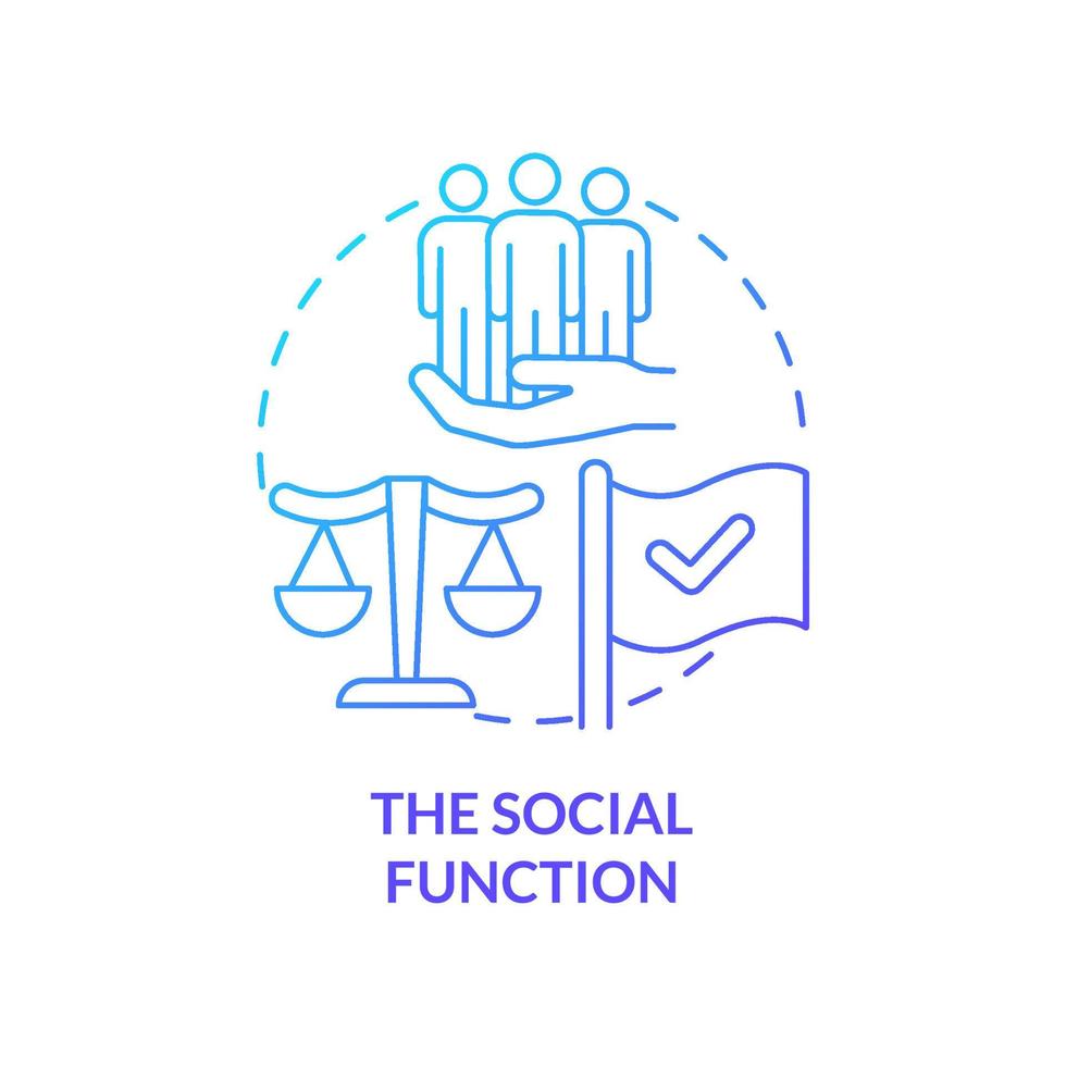 icona del concetto di gradiente blu della funzione sociale. garanzia di sicurezza dei cittadini. illustrazione della linea sottile dell'idea astratta del sistema economico nazionale. disegno di contorno isolato. vettore