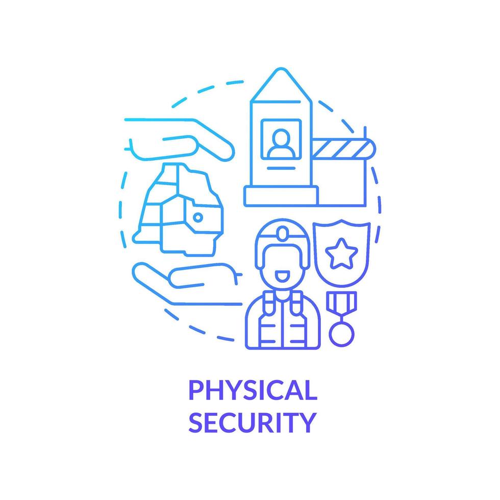 icona del concetto di gradiente blu di sicurezza fisica. protezione dello stato. dimensione della sicurezza nazionale astratta idea linea sottile illustrazione. disegno di contorno isolato. vettore