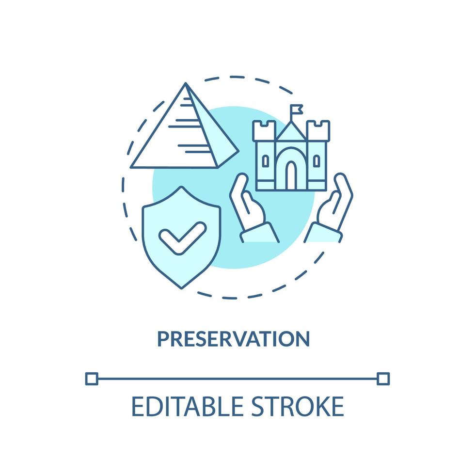 icona del concetto turchese di conservazione. tipo di conservazione del patrimonio culturale astratta idea linea sottile illustrazione. disegno di contorno isolato. tratto modificabile. vettore